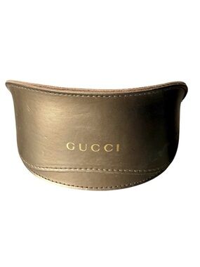 GUCCI Metallic Leather Eyewear Sunglasses Case Large Bronze *Flaw